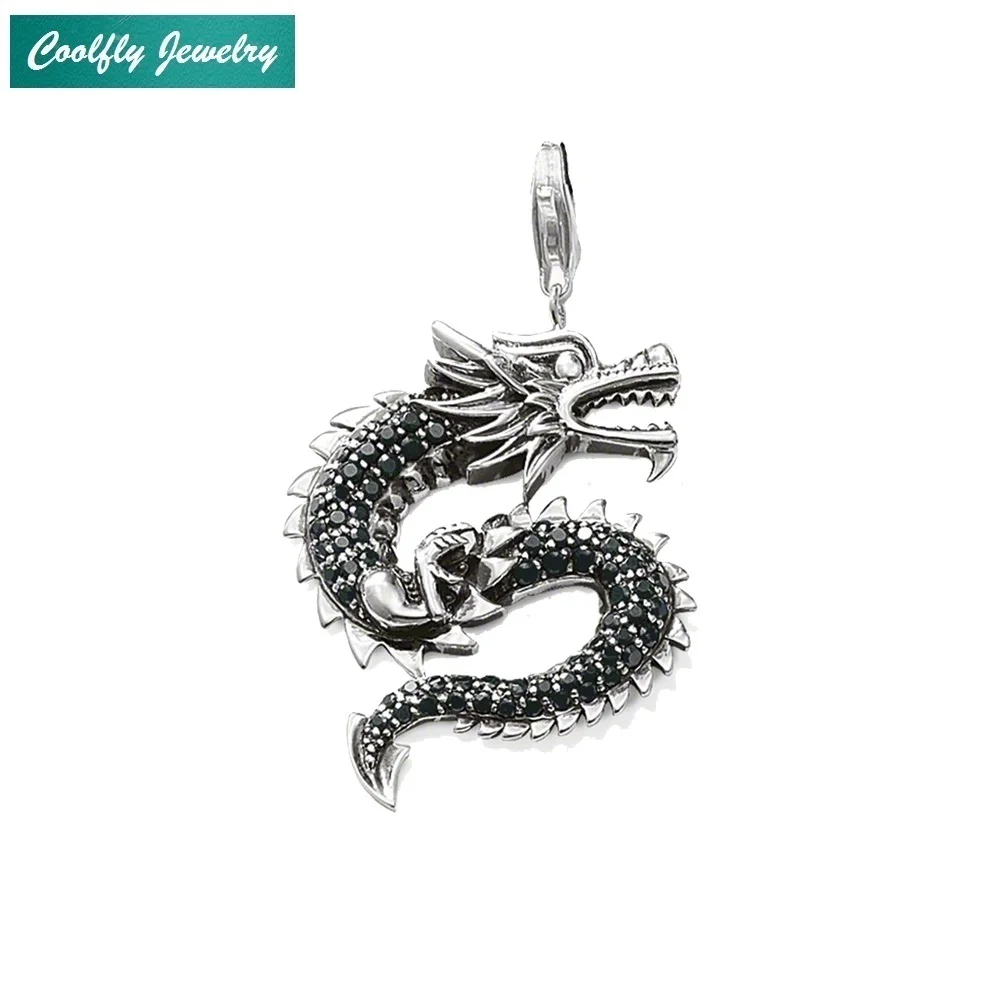 Black Dragon Charm Pendant Fit Bracelet &amp Necklace 2019 New Trendy 925 Sterling Silver Good Making Jewelry Gift For Women Bijoux |