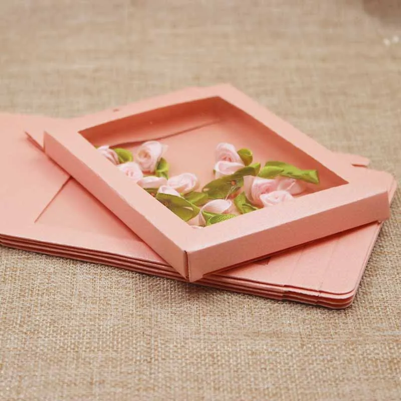 Feiluan14*9cm pink/blue window hanger package box .candy/wedding favors /gifts with clear pvc Diy paper gift box10pcs | Дом и сад