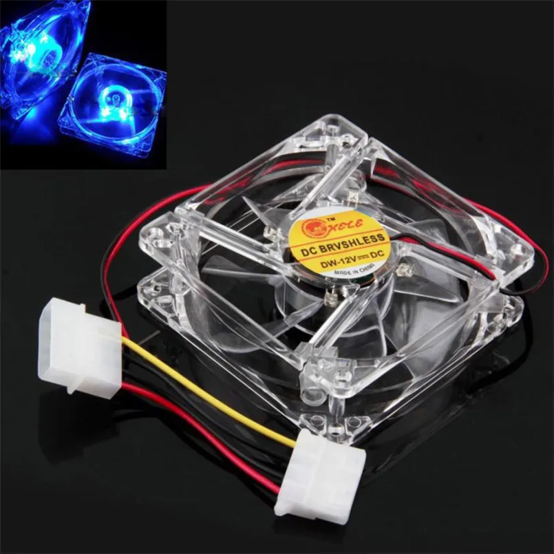 Надежный 2017 Горячий синий четырехсветодиодный неоновый прозрачный вентилятор