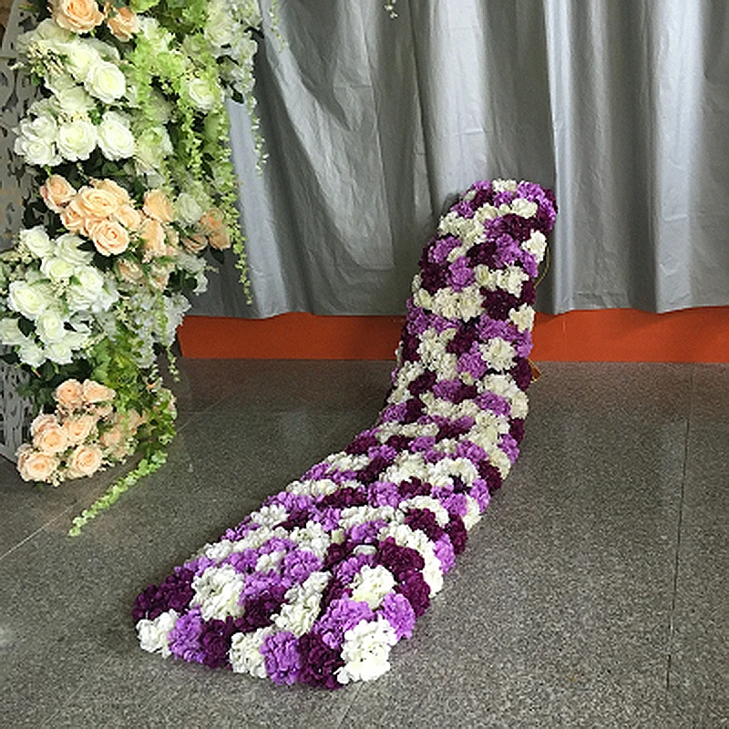 Violet Flower Wall Искусственный шелк цветок стена роза искусственный цветок голова Гортензия ряд цветов стены сцена фон для дома Свадебная вечеринка украшения - Цвет: Violet Flower Wall