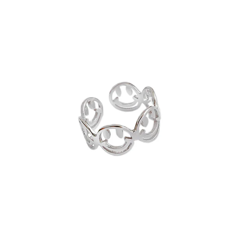 WYJZY Cute style smiley sterling silver ring for women fashion dress with joint size adjustment range US 5-7 | Украшения и