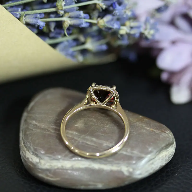 Dupuy Natural Red Garnet Ring 8mm 1.7ct Cut Square Fashion Engagement Classic Prong Setting Wedding Bands D180341 | Украшения и