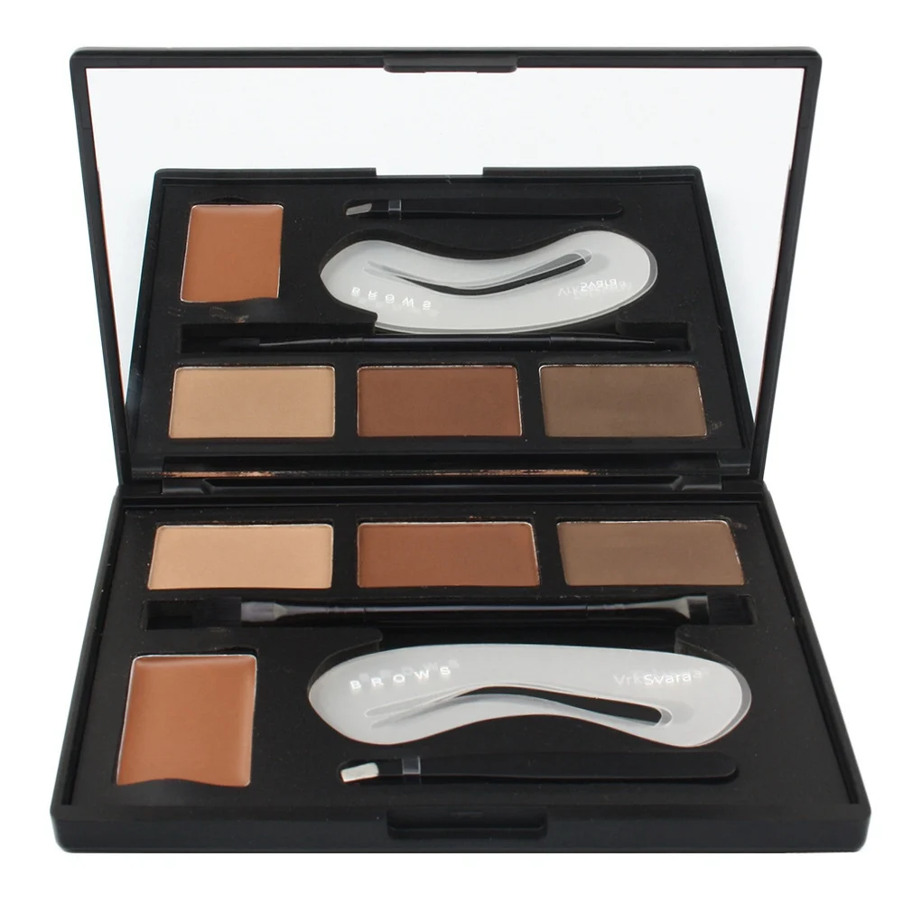 4 Colors FRESHME, 4 цвета, пудра для бровей, макияж, профессиональный усилитель, водостойкая черная пудра с зеркалом для бровей, кисти для макияжа - Цвет: 4 Colors