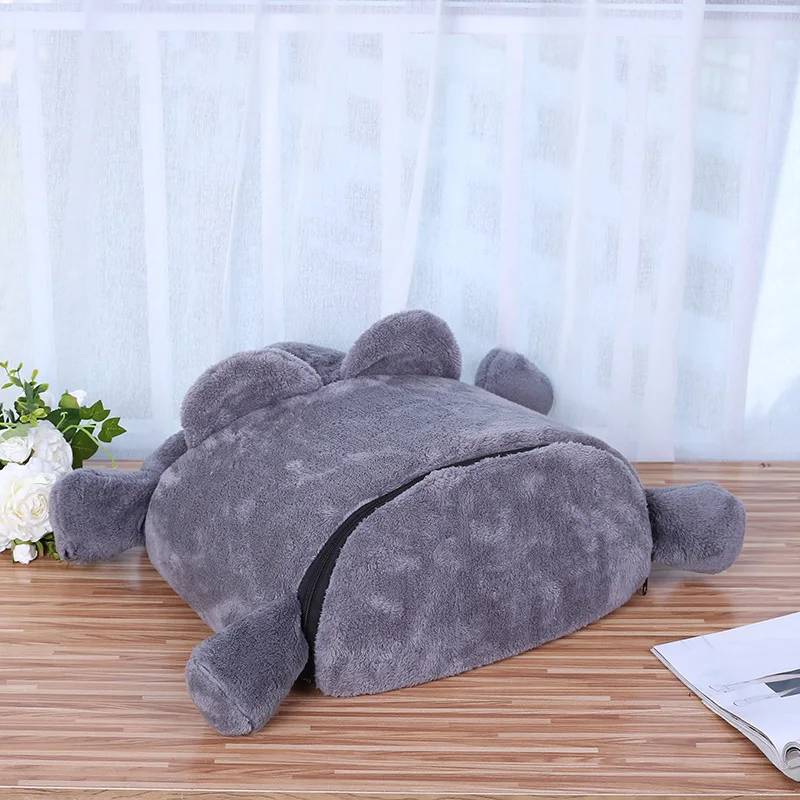 Серая кровать в форме мыши для маленьких кошек собак пещере съемная подушка