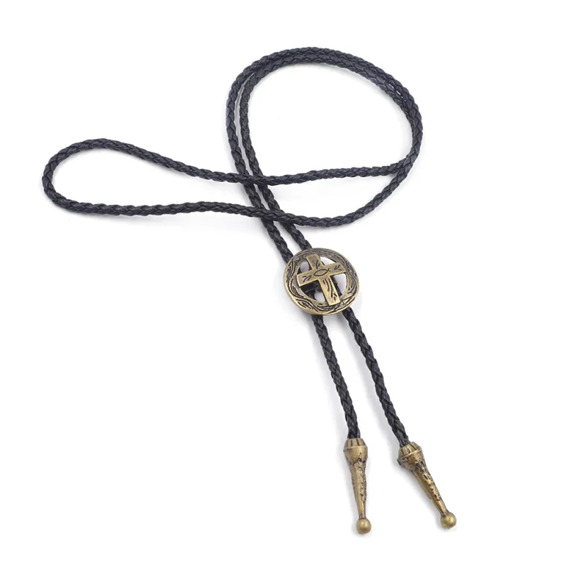 Lychee готический панк ретро металлический крест Синтетический Кожаный Галстук