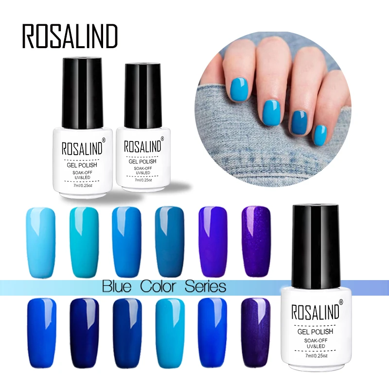Гель лак для ногтей ROSALIND 1S 7 мл УФ и Светодиодный лампа волшебный синий белый