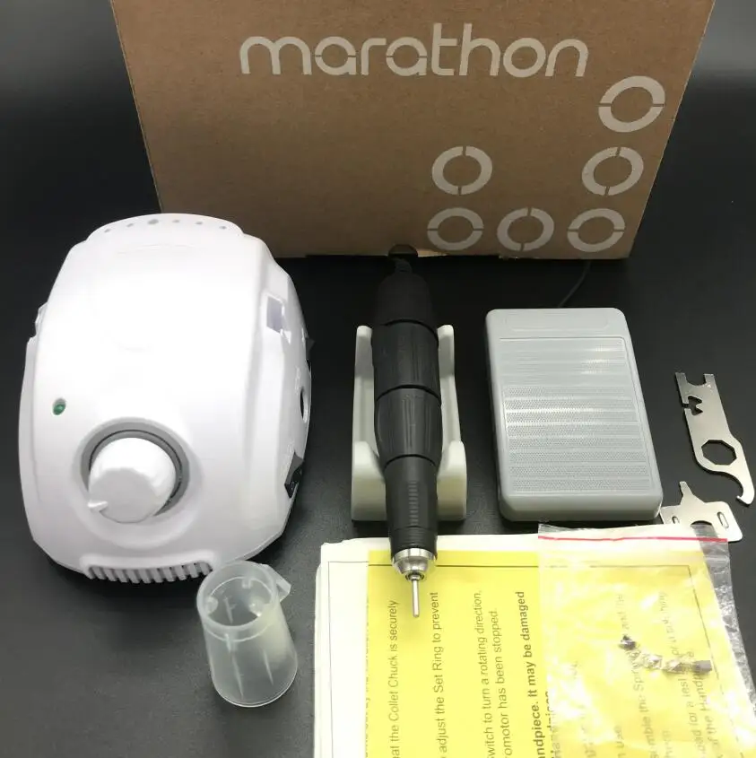 

strong 210 Electric Nail Drilling MARATHON Micro Motor +102l Handpiece Set Manicure Pedicure Nail Bit File Nail Art Material