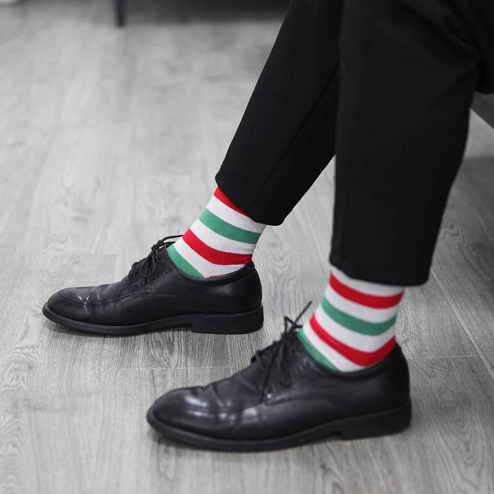 Match-Up  Men's Combed Cotton  Socks Funny Casual Crew Dress Party Socks Novelty Mixed Color(10 Pairs/lot)