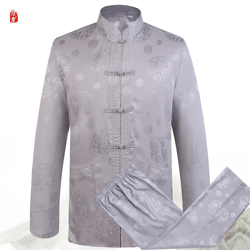 Костюм Tang куртка Китайская традиционная одежда вышивка драконом восточные
