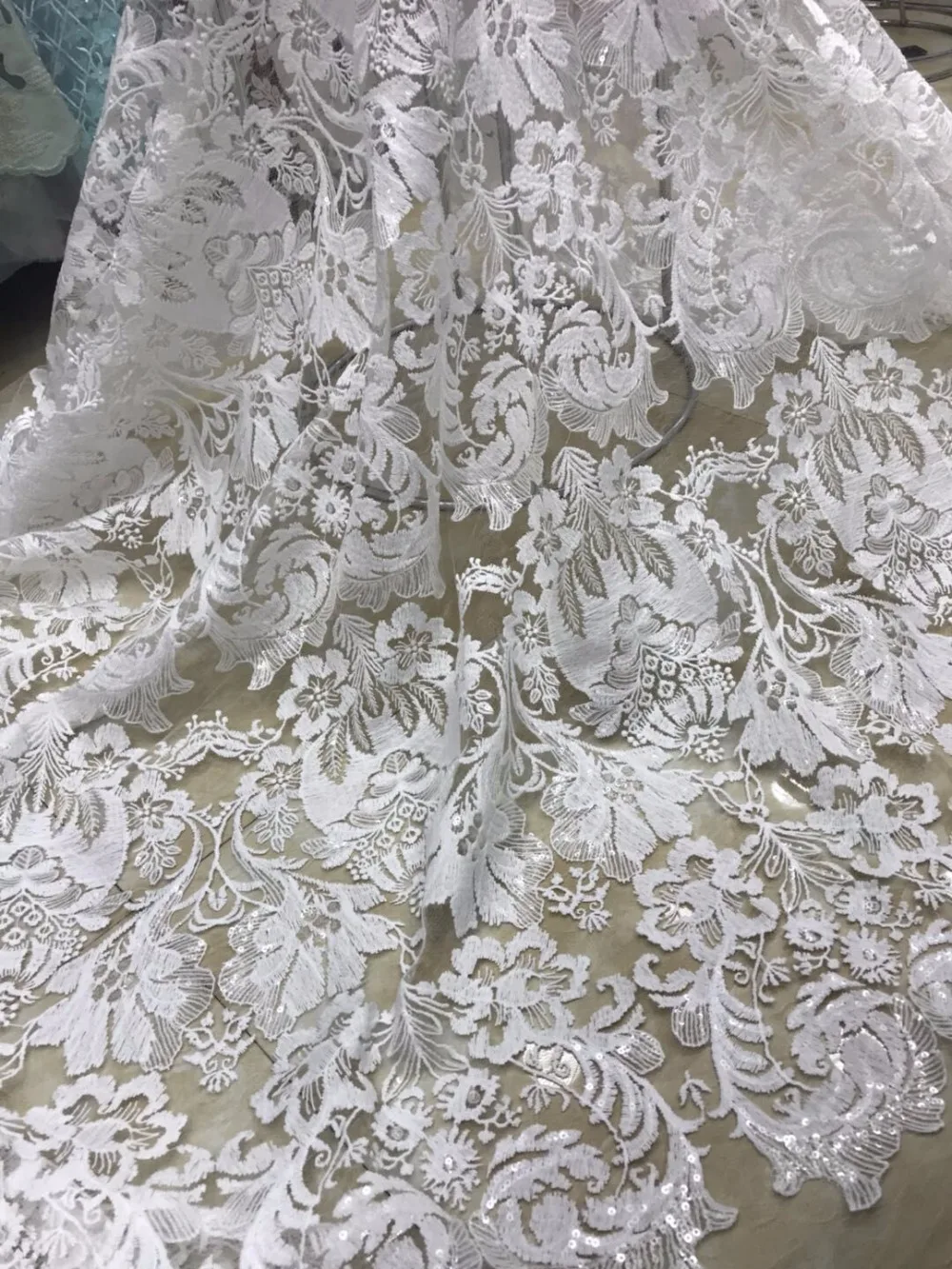 

best quality SYJ-3943 Nigerian French Lace Fabric African wedding sequins Lace Fabric for bridal dress