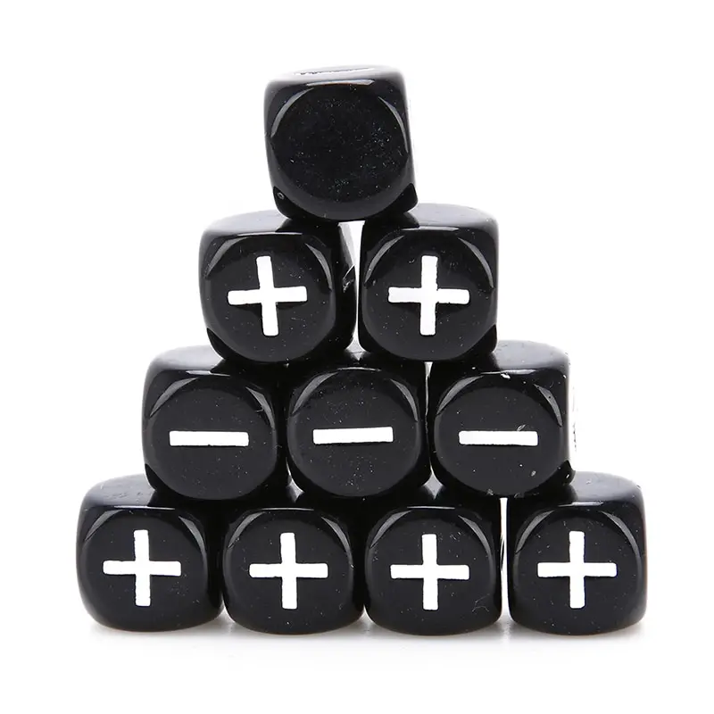 Пластиковые 6 сторонние игральные кости минус плюс D6 для настольных игр D & MTG RPG