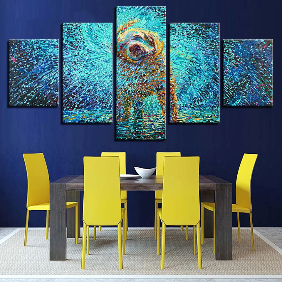 Модульная Настенная картина с изображением собаки 5 панелей|picture for living room|modular