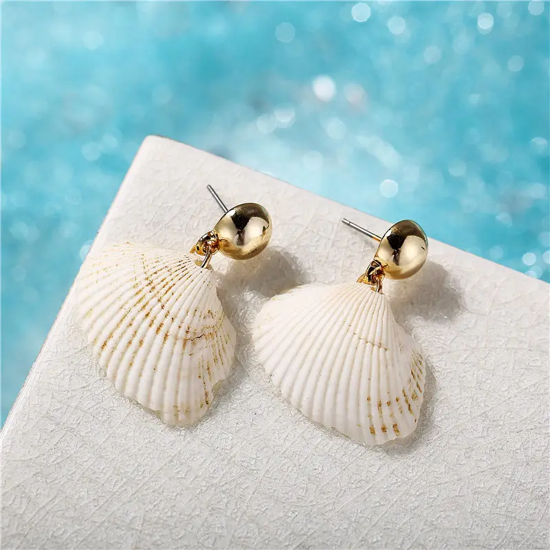 FDY2021 IF ME Fashion ZA, большие золотые серьги Каури из натуральной морской раковины для женщин, летние серьги в виде раковины, висячие серьги, ювелирное изделие, Новинка - Окраска металла: FDY2021