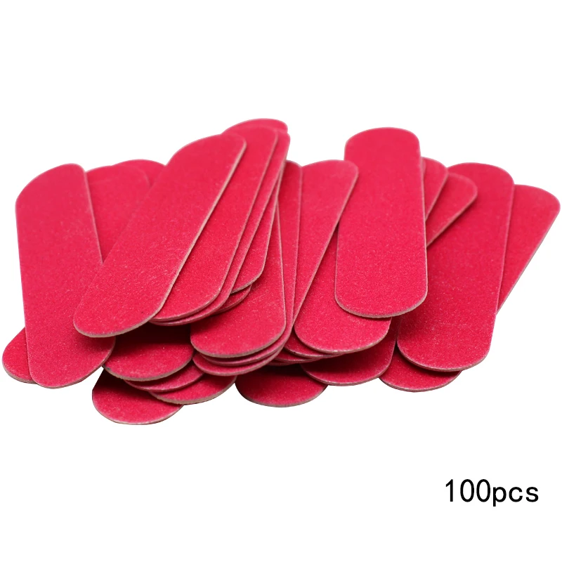 

100Pcs Wood Mini Nail File 180/240 Red Sandpaper Buffing Sanding Files Pedicure Manicure Salon Polish Nail Care Tools Set 9*2cm