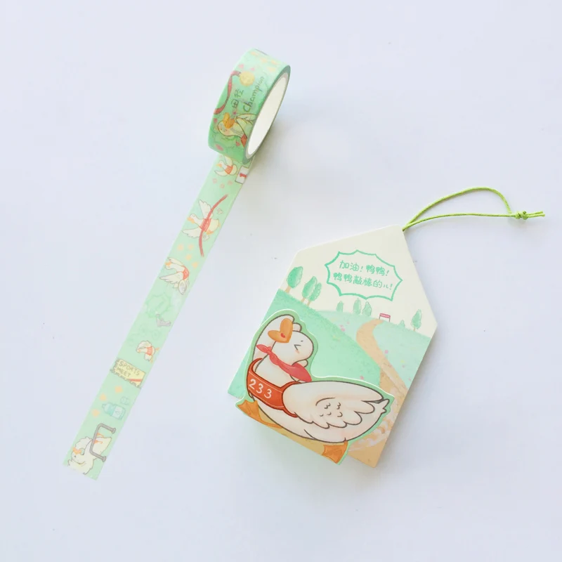 duck 15mm X 5m Kawaii Cats Otter Fox Animals Pendant Decorative Washi Tape DIY Scrapbooking Masking Tape School Office Supply - Color: duck