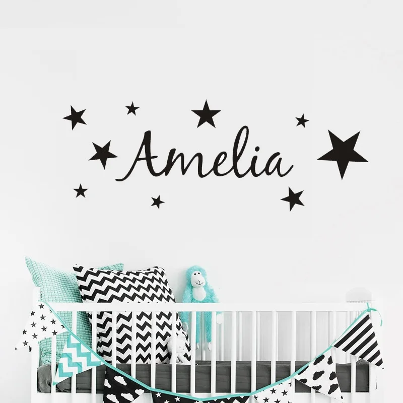 

Personalized Name Wall Sticker DIY Stars Boys and Girls Art Wallpaper for Kids Room Playroom Decoration New Design LW113