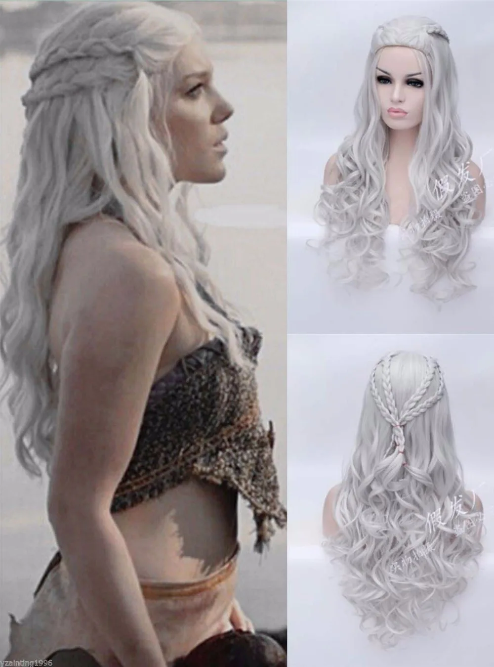 Термостойкие синтетические волосы Daenerys парик Таргариен волнистые длинные серые