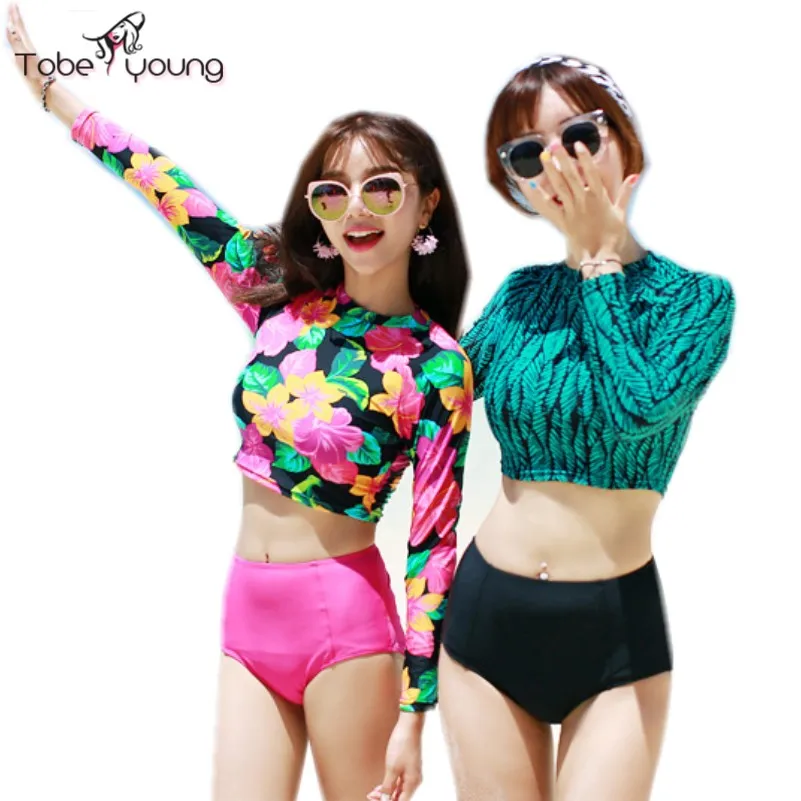 2017 Новый Сексуальный Цветочный Длинным Рукавом Купальники Бинты Женщин Серфинга