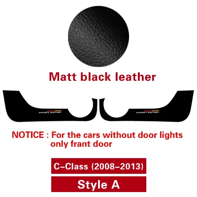 Style A Matt black TPIC Автомобильная дверь анти-удар колодки наклейки ультра-тонкая кожа ПВХ защита двери боковой край пленка для Mercedes w204 w205 w213 C E класс - Название цвета: Style A Matt black