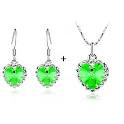 Белое золото цвет покрытием с австрийскими кристаллами в форме сердца комплект