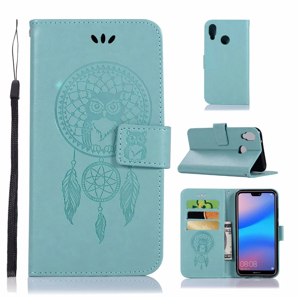 3D Coqu Сова для Huawei P20 Lite P smart Honor 9 чехол телефона из искусственной кожи чехлы