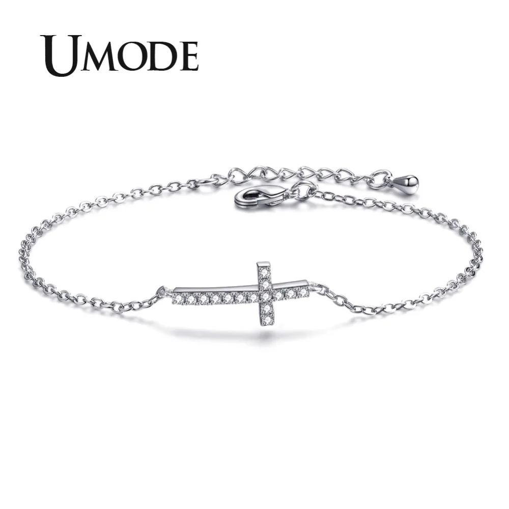 UMODE новые классические браслеты с кристаллами CZ для женщин Новые Белые и розовые