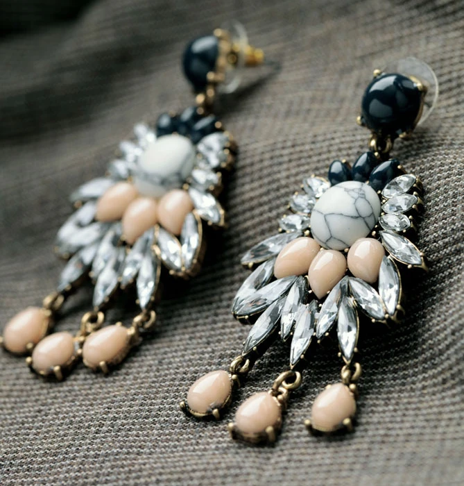 Новинка 2014 Модные Винтажные серьги с кисточками и камнями Богемская люстра