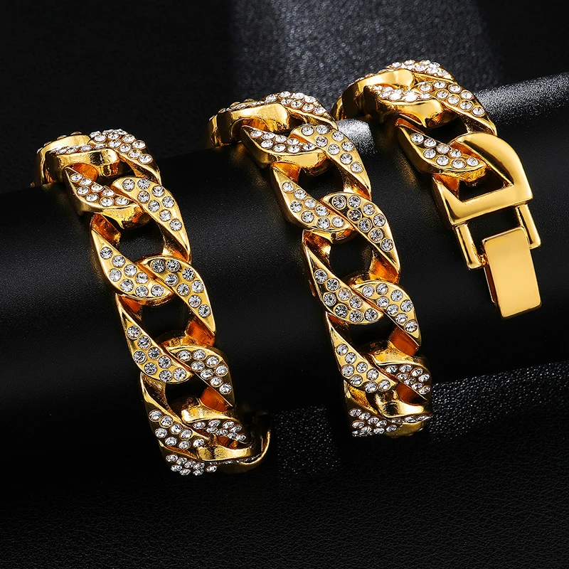 D& Z Мужская Мода Bling Iced Out Кристалл Стразы кубинское звено цепочка на шею для мужчин рок хип хоп ювелирные изделия