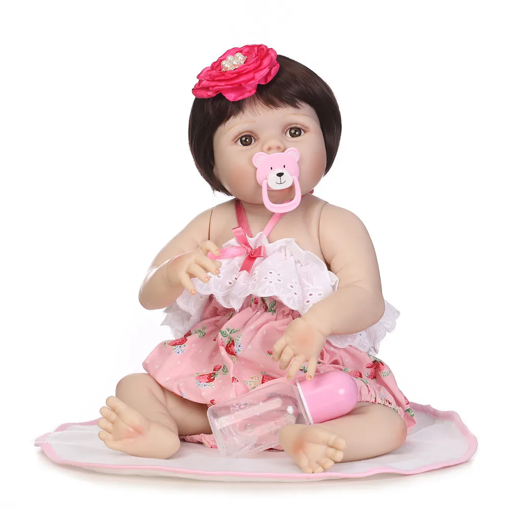NPK cute girl reborn dolls 22&quot full silicone baby toys for children gift can bathe alive BJD bonecas | Игрушки и хобби