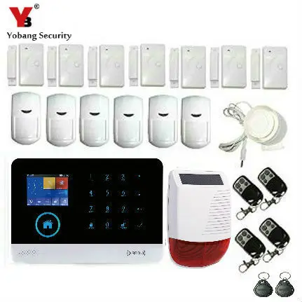 

Yobang Security Wireless Home Security WIFI GPRS 3G Alarm System APP Control with Solar flash siren Kit