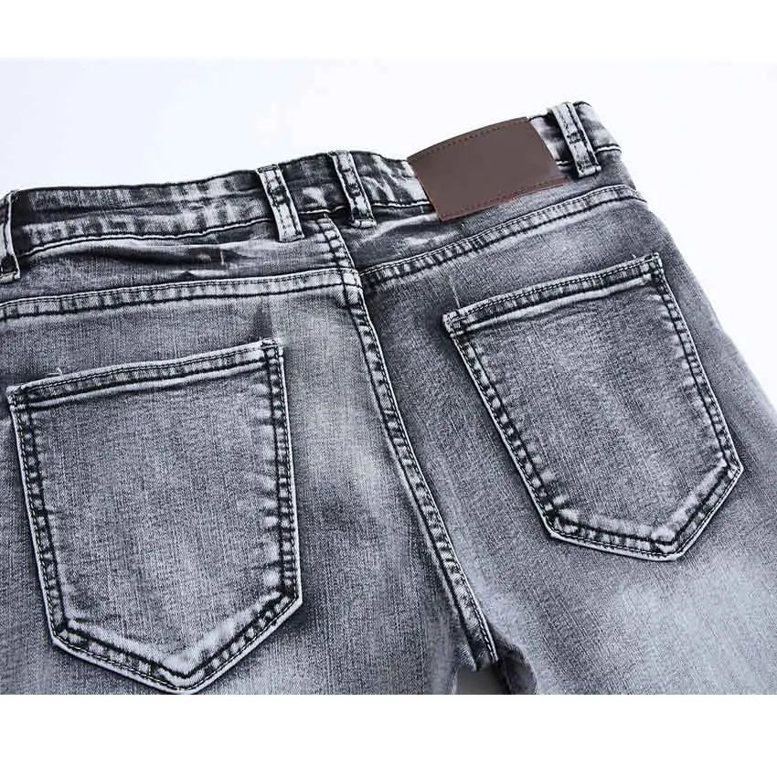 2021 мужские джинсы классические винтажные серые облегающие прямые деним