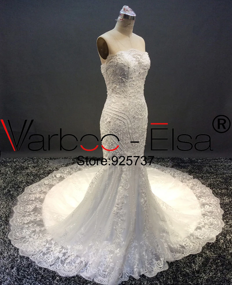 VARBOO_ELSA 2018 высококачественное белое кружевное свадебное платье на заказ русалки