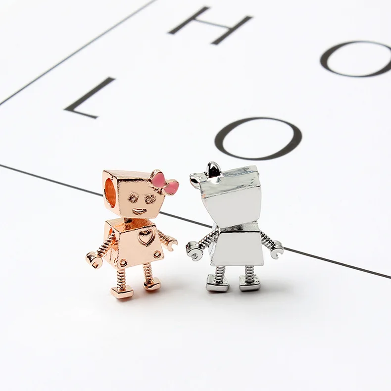 Новый золотой серебряного цвета Панк Металлический бантик робот бусины амулеты