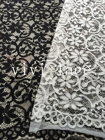 1219 # offwhite/black french lace 1,5 м * 1,5 м кружево для распиливания/дизайнера/вечеринок. 2 шт. одна сумка