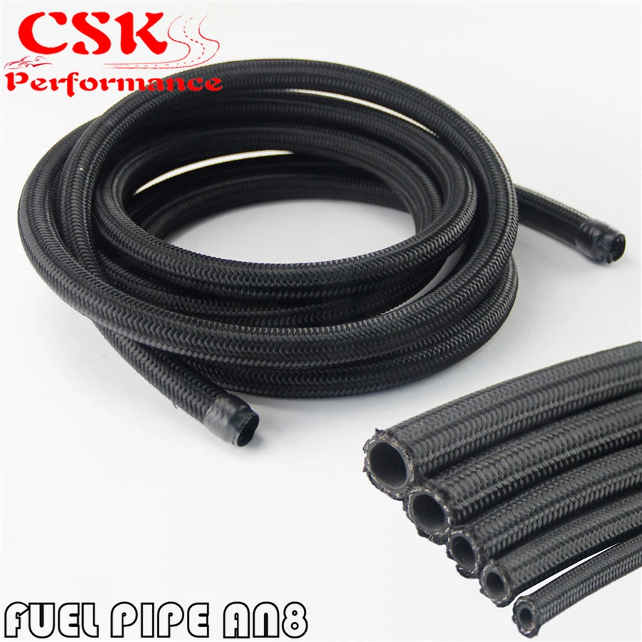 

10 METER STAINLESS STEEL/NYLON BRAIDED 8AN AN8 8-AN BLACK OIL/FUEL LINE/HOSE 10M 33FT FEET