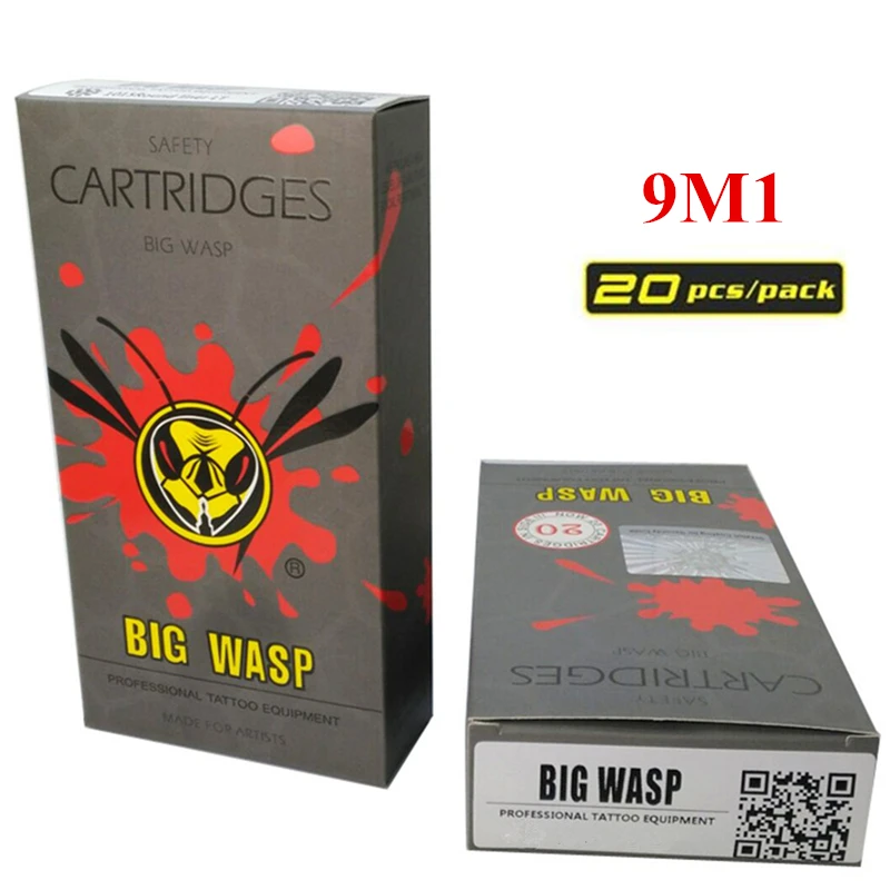 Одноразовые серые картриджи BIGWASP с иглой 9 одинарная штампованная игла Magnum (9M1) для