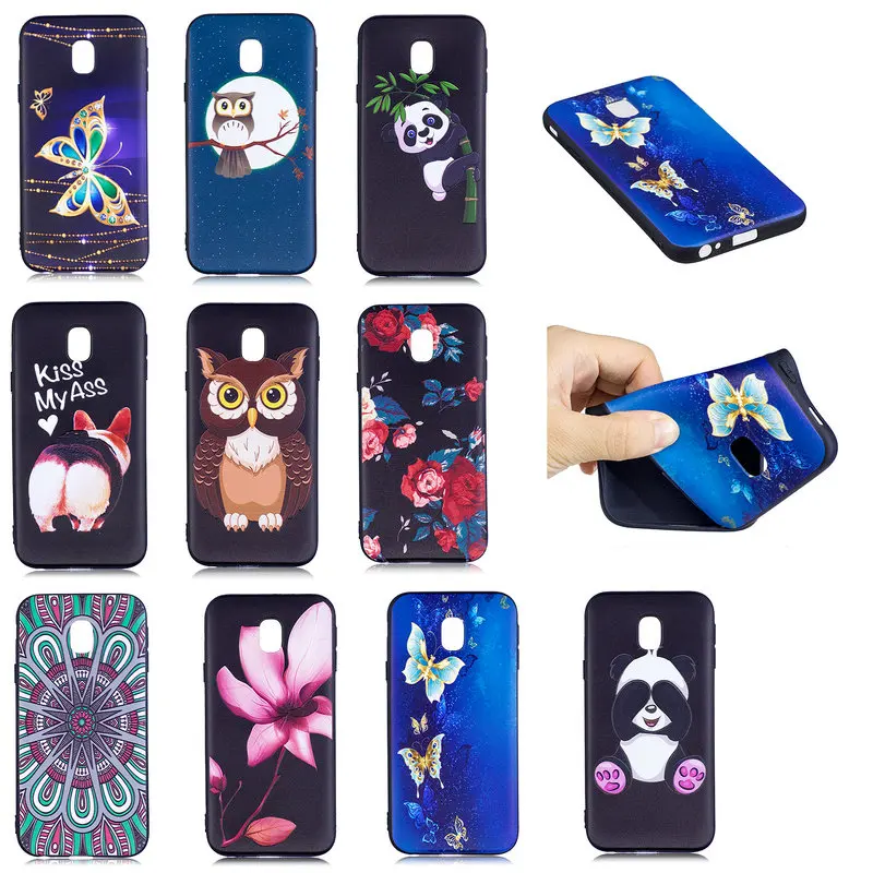 3D рельеф рисунком Мягкие TPU Силиконовый противоударный чехол для samsung Galaxy J3 2017 J330F