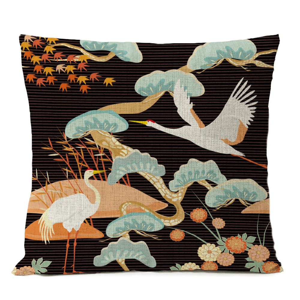 18 Japanese Fuji Cherry Cushion Cover Home Decorative Pillows Japan Ukiyo-e Wave Pillow Cover Linen Pillow Case Cojines Almofada - Цвет: 18