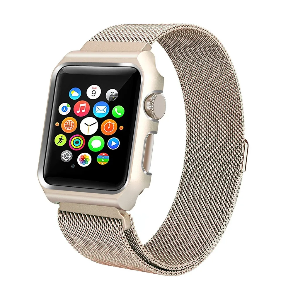 Новый чехол + ремешок для Apple Watch iwatch 1 2 3 браслет из нержавеющей стали сетчатый
