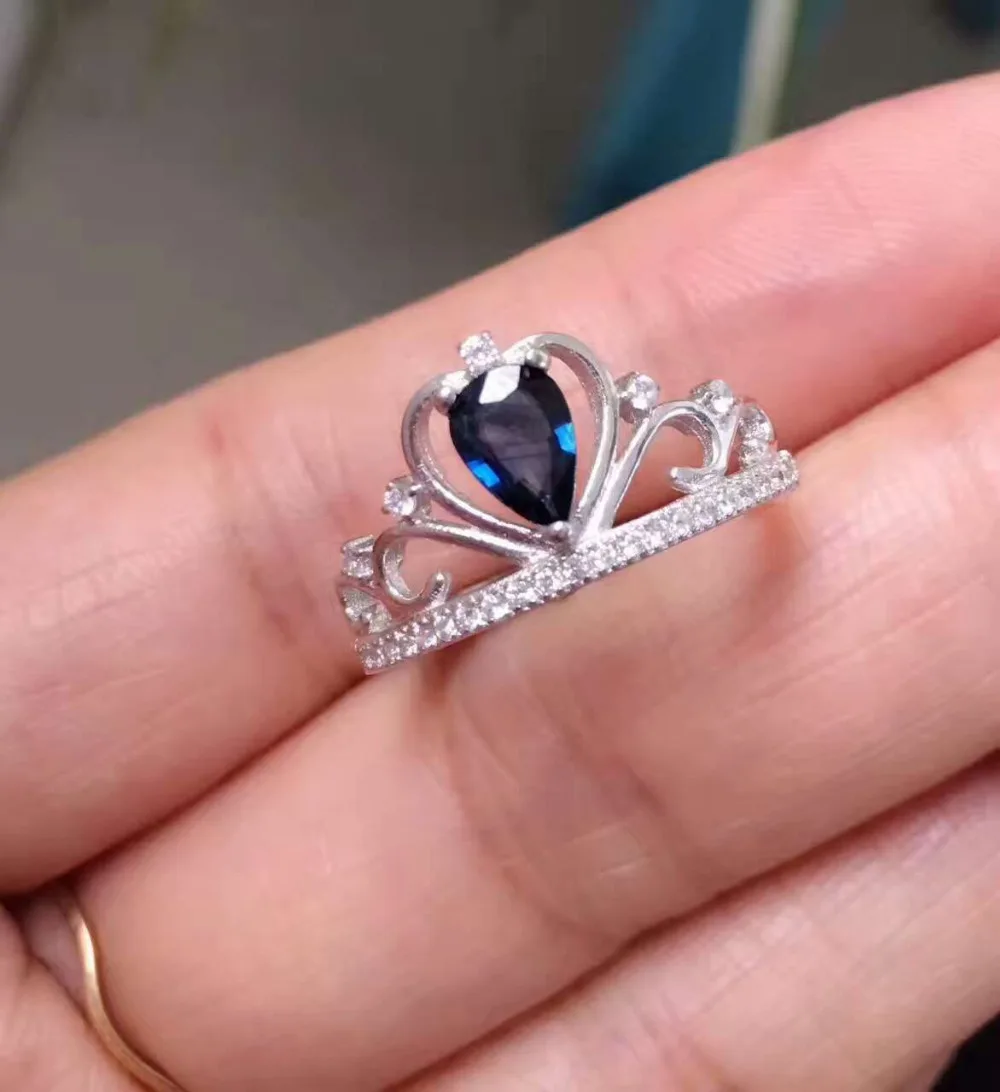 

Женское кольцо из серебра 925 пробы, с натуральным голубым сапфиром