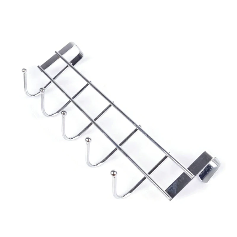 Silver LeKing Stainless Steel 5 Hooks Robe Coat Hat Holder Clothes Rack Hook Wall Home Kitchen Bathroom Hanger Door Bathroom Hardware - Цвет: Silver