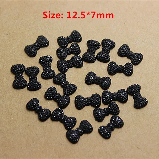 

200pcs 12.5*7mm bowknot black flatback Resin Rhinestone DIY Nail Art decoration