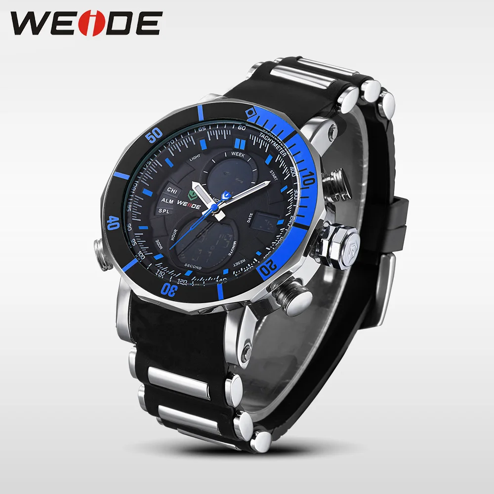 WEIDE Luxury Brand Мужчины Спортивные Часы Множественный Часовой пояс Подсветкой Синий