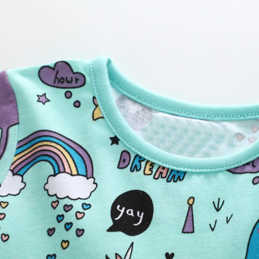 New Fashion Kids Dresses for Girls Summer Unicorn Printed Casual One-Piece Costume A-line Dress Children's Clothing | Детская одежда