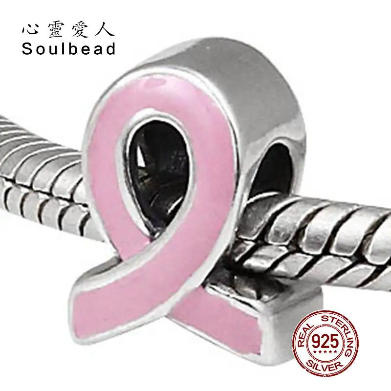 Soulbeads Fit Pandora амулеты Серебро 925 Оригинал раковые груди понимание розовый браслет