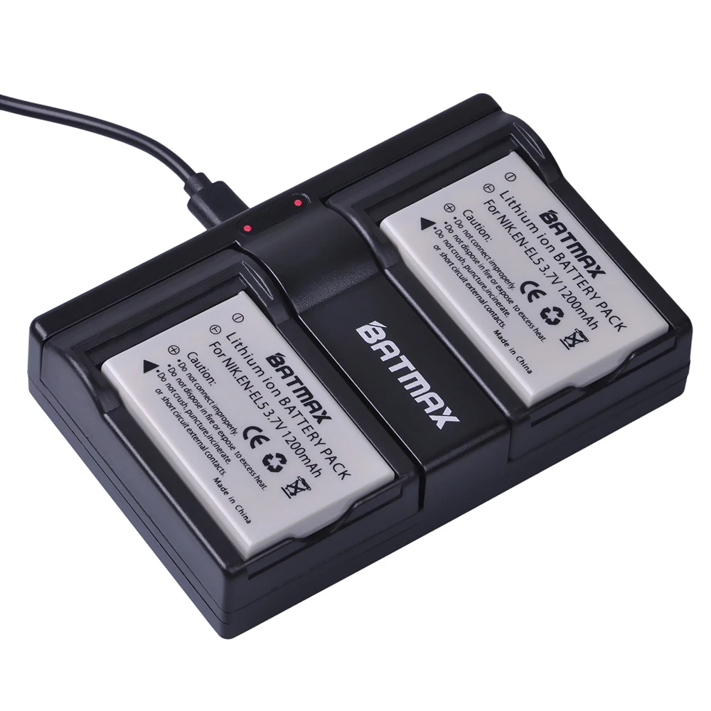 Batmax 1 шт. аккумулятор ENEL5 с разъемом USB Двухканальное зарядное устройство для NIKON