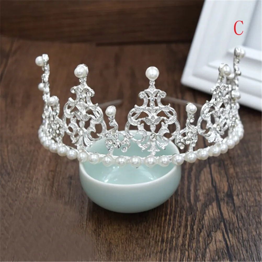 1pc Full Pearl and Crystal Mini Princess Tiara Crown For Mother&ampBaby Prom Hair Ornaments King Jewelry Accessories | Детская одежда и