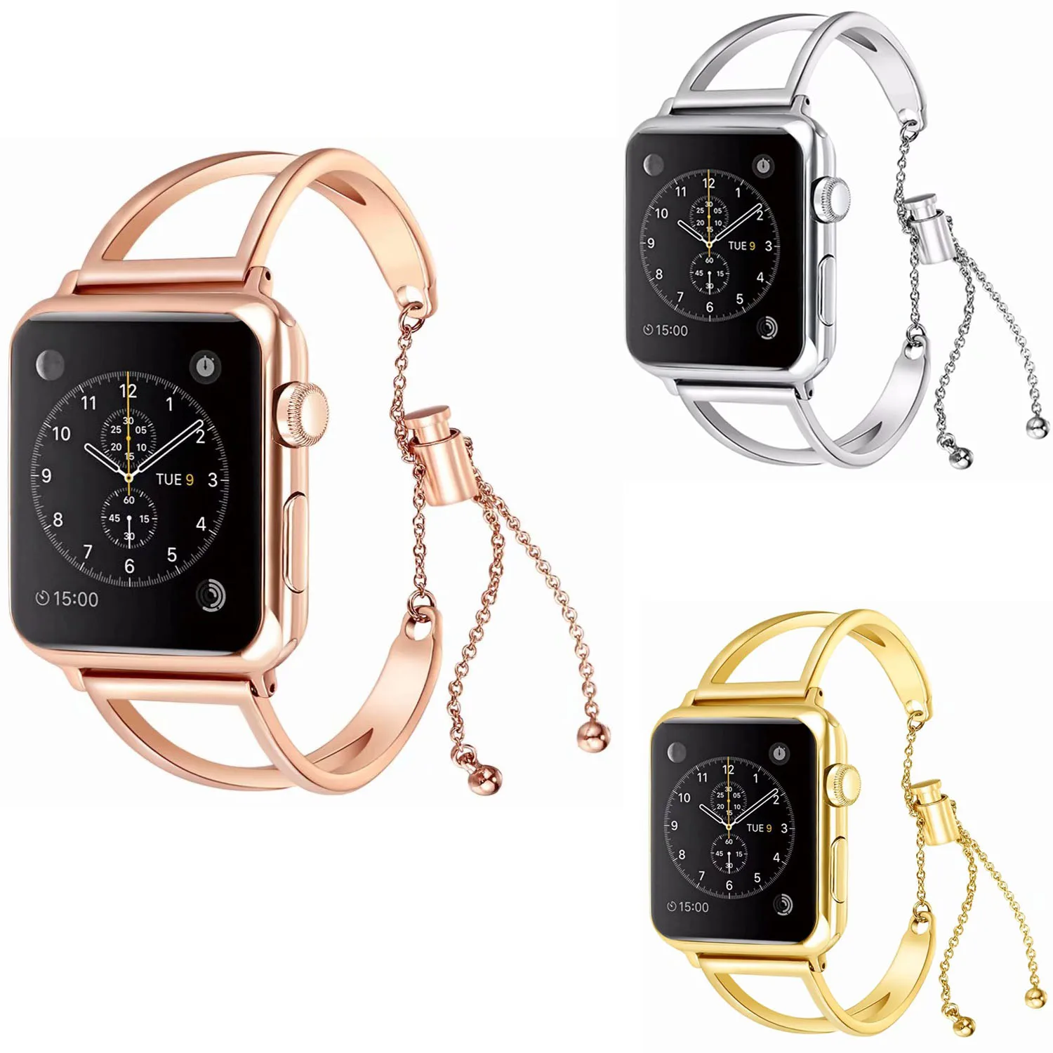 Женский браслет для часов Apple Watch 38 40 мм 42 44 регулируемый из нержавеющей стали с