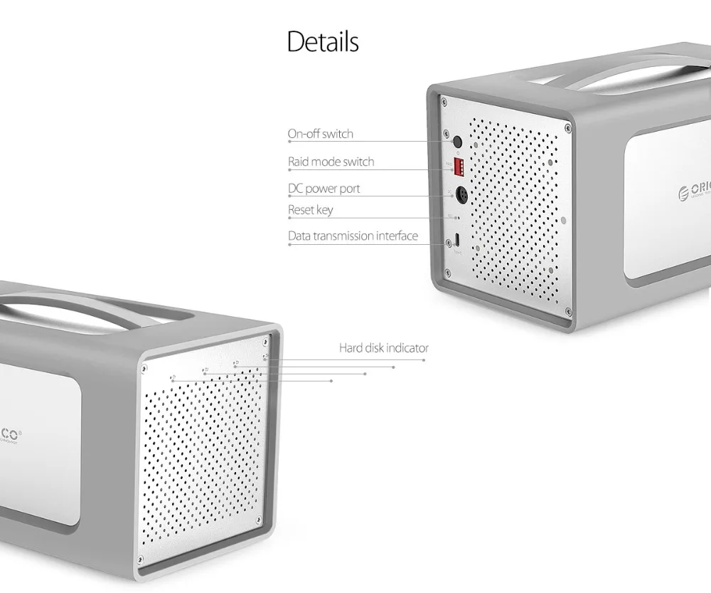 ORICO 3 5 дюймов USB3.1 4 Bay HDD корпус Поддержка 40 ТБ хранение Гбит/с UASP алюминий с