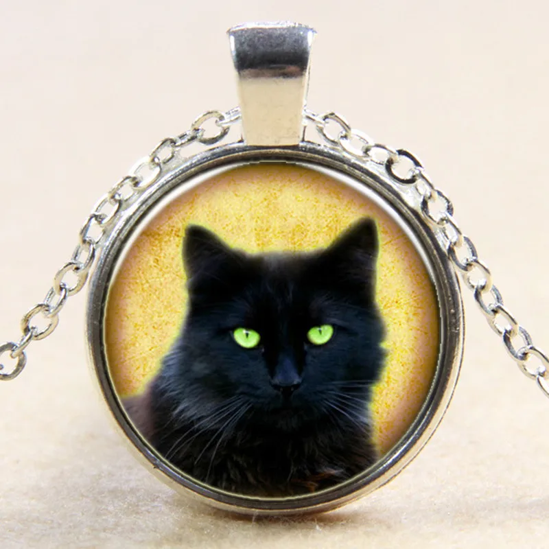 2017 стимпанк Черный кот кулон ожерелье стакан драгоценных камней ювелирные